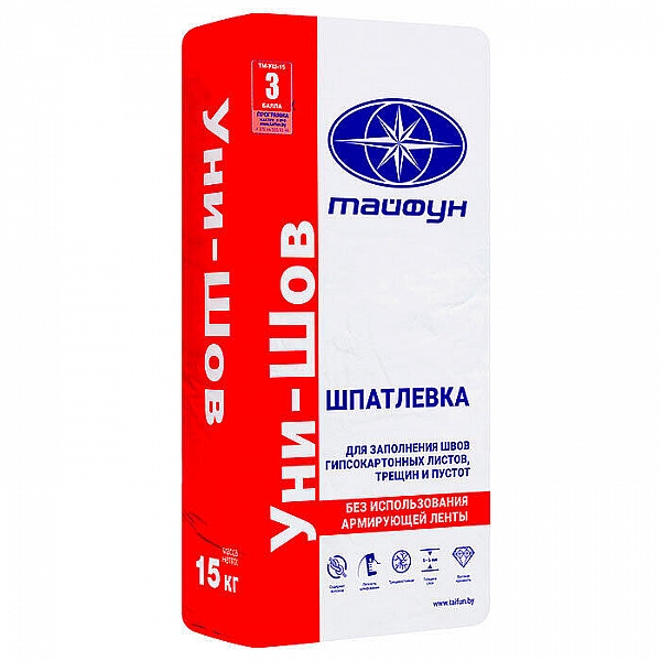 Шпатлевка Тайфун Мастер Уни-Шов белая 15 кг