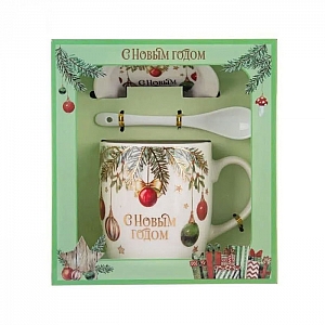 Набор подарочный DomiNado HK2201E кружка ложка блюдце из фарфора