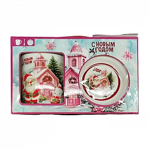 Набор подарочный DomiNado Q-27E кружка блюдце ложка из фарфора