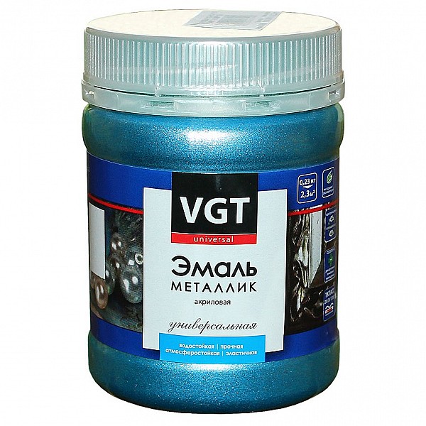 Эмаль VGT ВД-АК-1179 универсальная металлик 0.23 кг аквамарин