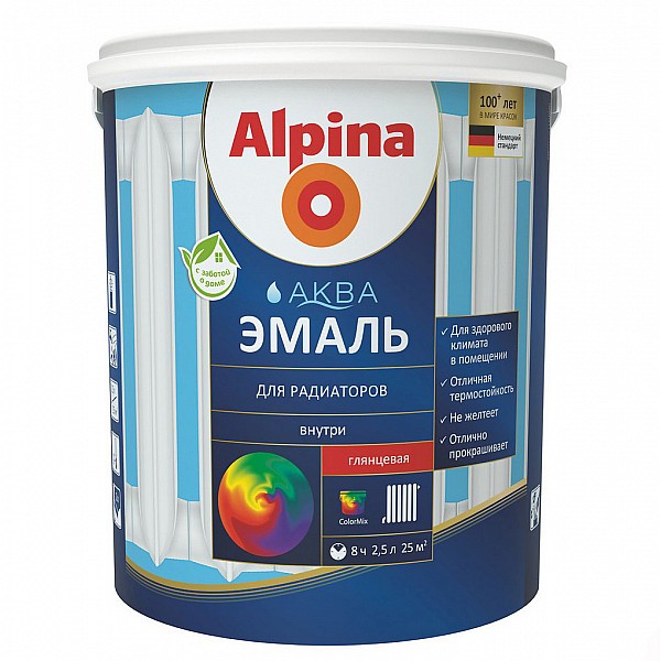 Эмаль для радиаторов Alpina Аква акриловая 0.9 л
