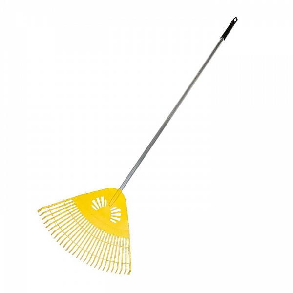 Грабли веерные Инструм Агро Гардения 010823-2 пластиковые 28 зубов с алюминиевым черенком желтые