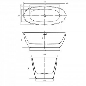 Ванна акриловая Azario Darwin DAR17075 1700*750*600 мм свободностоящая в комплекте с сифоном и металлической рамой. Изображение - 3