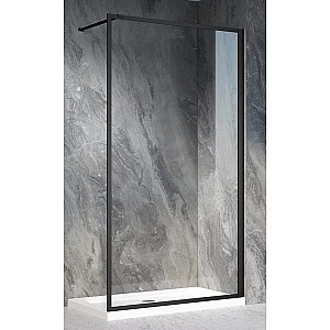 Душевая стенка Veconi Korato 100 см свободный вход, стекло прозрачное, профиль черный матовый KR81B-100-01-C7