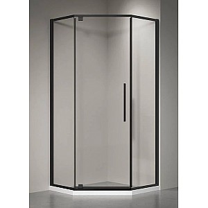 Душевой уголок Veconi Rovigo 90*90 см дверь распашная, стекло прозрачное, профиль черный матовый RV35B-90-01-C7