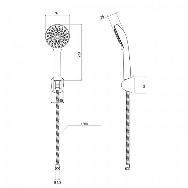 Душевой гарнитур Deante Avis с 5-ти функциональной лейкой хром
