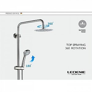 Душевая система Ledeme L72405 со смесителем и тропическим душем. Изображение - 4