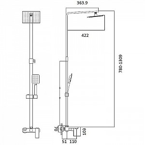 Душевая система Haiba HB24803-2 с верхним душем смесителем и ручной лейкой. Изображение - 4