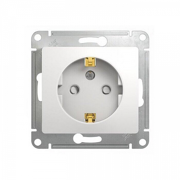 Розетка Systeme Electric Glossa GSL000145 1 место с заземлением со шторками белая