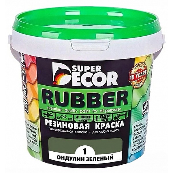 Краска резиновая Super Decor №01 ондулин зеленый 1 кг