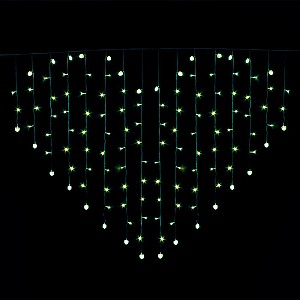 Гирлянда Бахрома Сердце Сноу бум прозрачный ПВХ 124 LED голубой+шампань 1.5*1.5 м