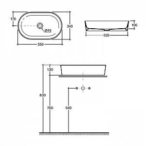 Умывальник Керамин Арена ФС 55 накладной белый. Изображение - 2
