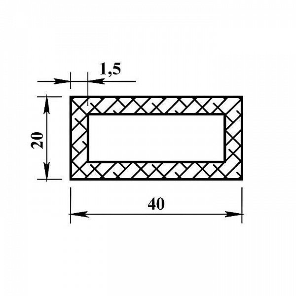 Алюминиевая труба прямоугольная Пилот Про 00651 40*20*1.5*2000 мм
