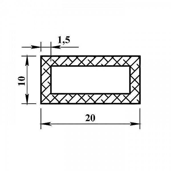 Алюминиевая труба прямоугольная Пилот Про 01176 20*10*1.5*1000 мм