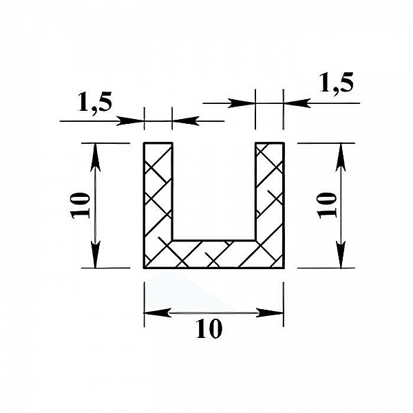 Алюминиевый швеллер Русский профиль 10*10*10*3000 мм