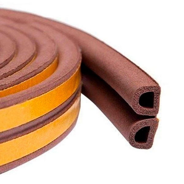 Уплотнитель Wunder самоклеящийся двойной профиль D коричневый 9*7.5 мм