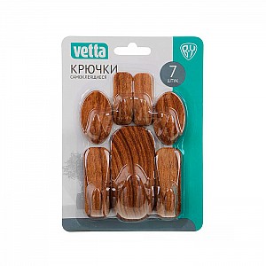 Крючки самоклеящиеся Vetta цвет дерева ABS пластик 7 шт