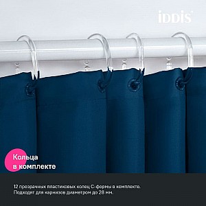 Штора для ванной комнаты Iddis Base BS04P18i11 200*180 см полиэстер синий. Изображение - 3