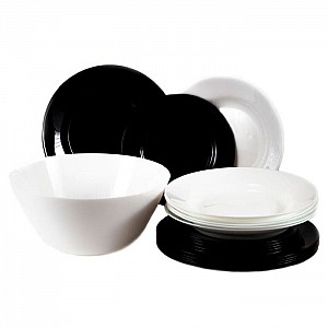 Набор посуды Luminarc Plumi Black&White V0347 код 269655 стеклокерамический 19 предметов