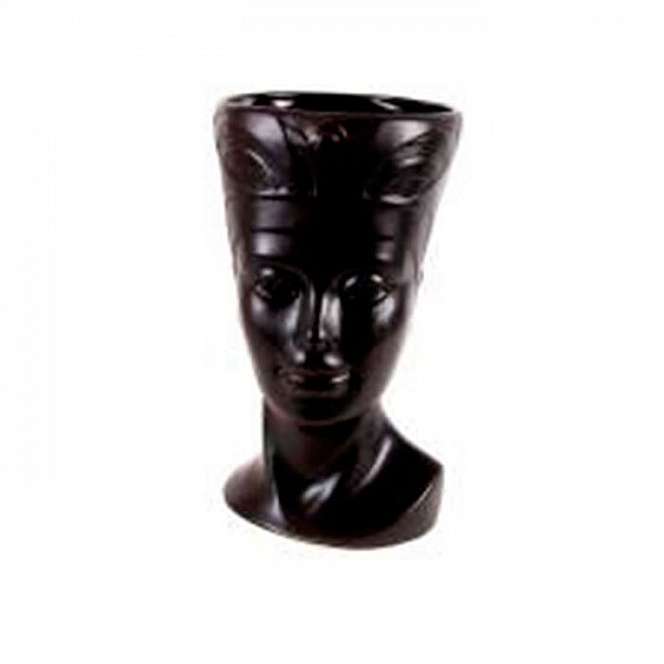 Кашпо Голова Нефертити 3474 код 004948 керамическое черное 15*24.5 см