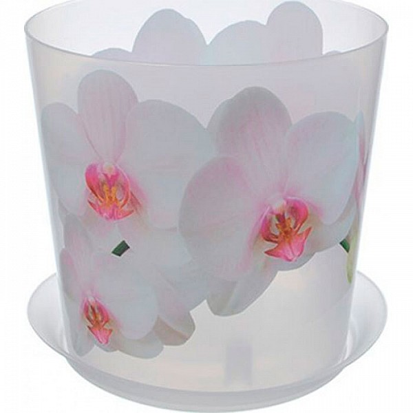 Кашпо М-пластика Деко D160 мм орхидея белая 2.4 л