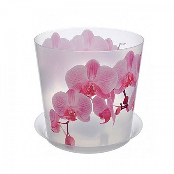 Кашпо Idea Деко М 3105 125 мм 1.2 л орхидея белая