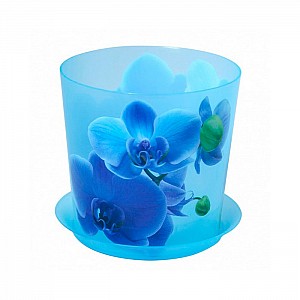 Кашпо Idea Деко М 3105 125 мм 1.2 л орхидея голубая