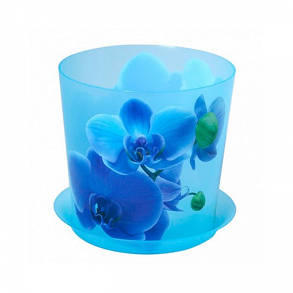 Кашпо Idea Деко М 3105 125 мм 1.2 л орхидея голубая