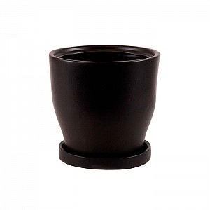 Горшок для цветов Крокус № 2 11*16.5 см керамический черный матовый с подставкой