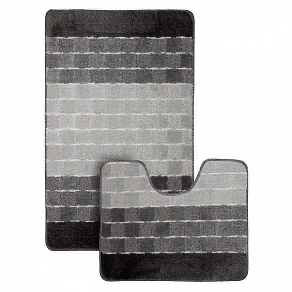 Комплект ковриков для ванной комнаты Banyolin Silver антрацит 60*100 см 50*60 см