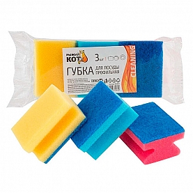 Губка для посуды Рыжий Кот профильная 3 шт