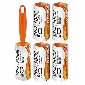 Набор для чистки одежды Рыжий кот LRS-204 ролик 4 сменных блока 20 слоев