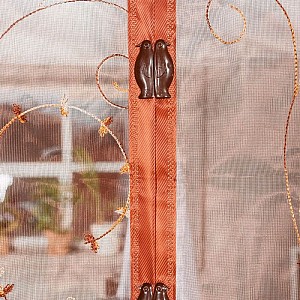 Штора антимоскитная на дверь Dekotex XH-04 на магнитах 100*210 см коричневая вышивка узор. Изображение - 1