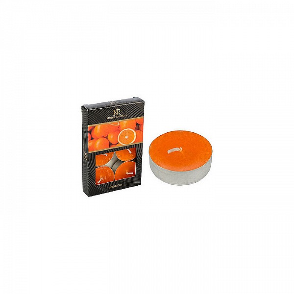 Свечи чайные ароматические Апельсин оранжевые 3.75*3.75*1.14 см  6 шт