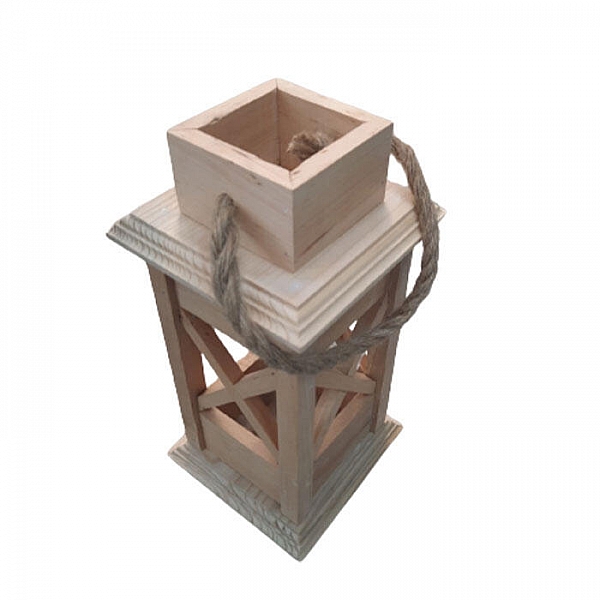 Декоративное изделие Фонарь интерьерный ФОНЕ01 обрешетка естественный цвет 27*13*4.5 см