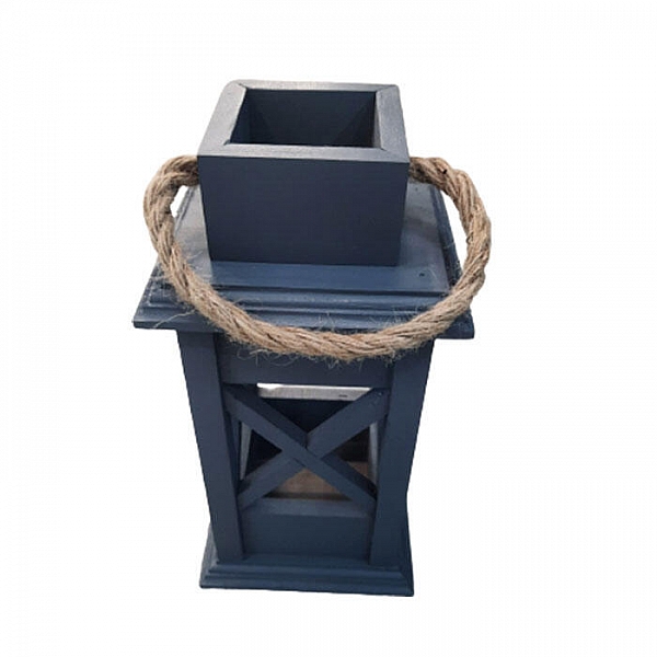 Декоративное изделие Фонарь интерьерный ФОН118 №18 обрешетка черный 27*13*4.5 см