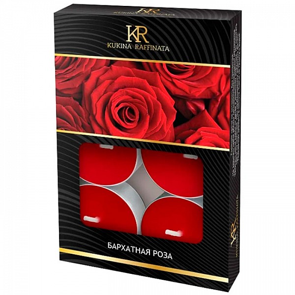 Набор чайных свечей Бархатная роза 4820495 ароматизированных в подарочной коробке 6 шт