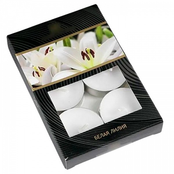 Набор чайных свечей Белая лилия 4820496 ароматизированных в подарочной коробке 6 шт
