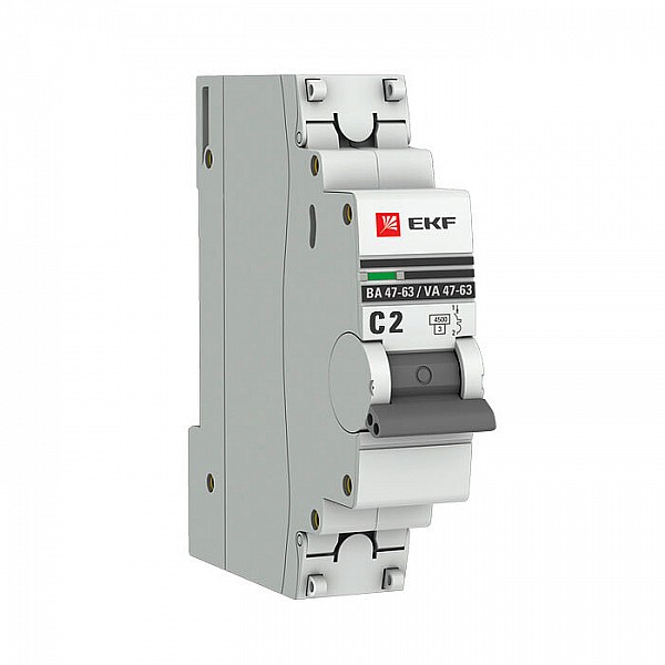 Автоматический выключатель EKF PROxima ВА 47-63 1P 2А (C) 4.5kA