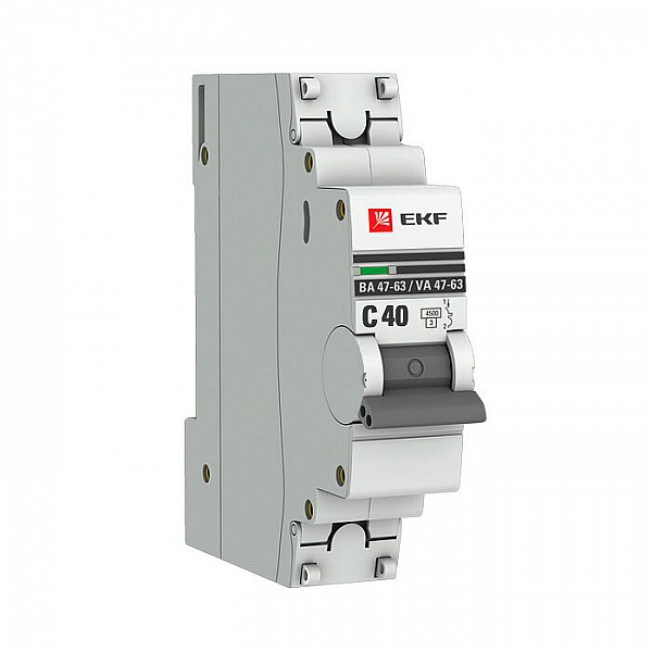 Автоматический выключатель EKF PROxima ВА 47-63 1P 40А (C) 4.5kA