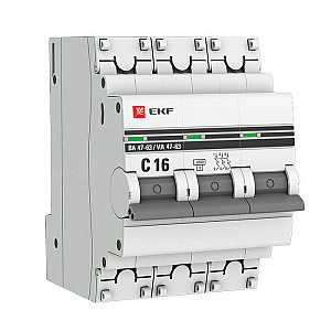 Автоматический выключатель EKF PROxima ВА 47-63 3P 16А (C) 4.5кА