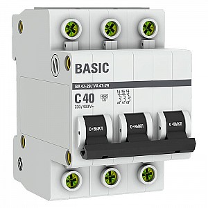 Автоматический выключатель EKF Basic ВА 47-29 3P 40А (C) 4.5кА