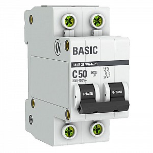 Автоматический выключатель EKF Basic ВА 47-29 2P 50А (C) 4.5кА