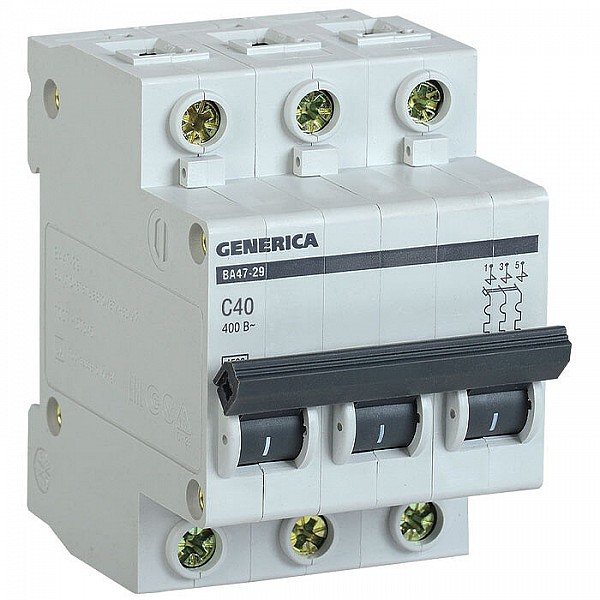 Автоматический выключатель Generica ВА47-29 3Р 40А 4.5кА х-ка С MVA25-3-040-C