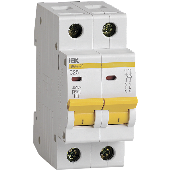 Автоматический выключатель IEK KARAT ВА47-29 2Р 25А 4.5кА х-ка С
