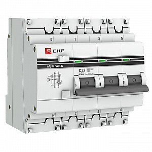 Дифференциальный автомат EKF PROxima АД-32 3P+N 32А 30мА C тип AC 4.5кА