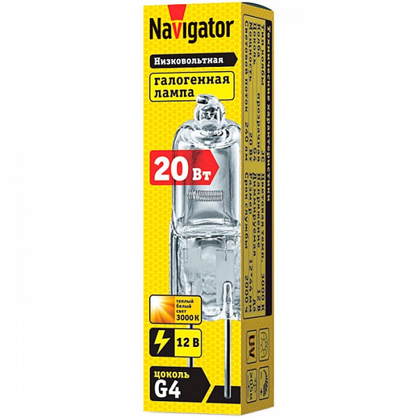 Лампа галогенная Navigator 94 210 NH JC 20W 12V G4 CL 2000h