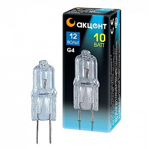 Лампа галогенная Акцент JC 12В 10W G4 капсульная прозрачная