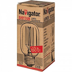 Лампа накаливания Navigator Винтаж 71 958 NI-V-T45-SC15-60-230-E27-CLG. Изображение - 1