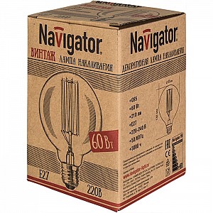 Лампа накаливания Navigator Винтаж 71 956 NI-V-G95-SC19-60-230-E27-CLG. Изображение - 1
